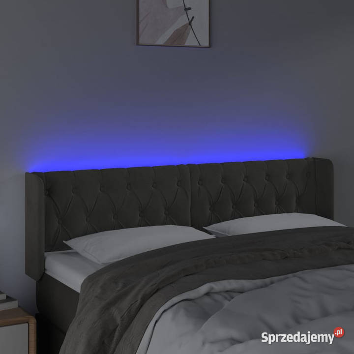 Zagłówek do łóżka z LED ciemnoszary 163x16x7888 mazowieckie