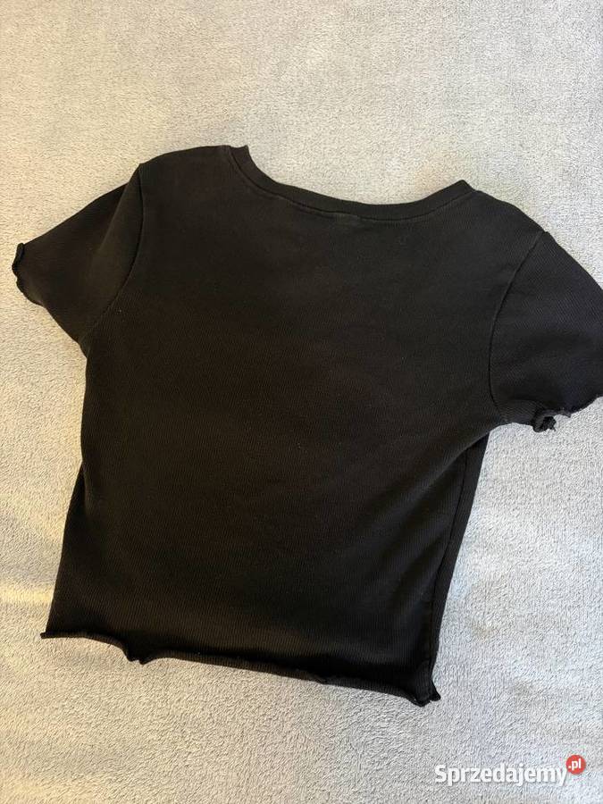 Koszulka bluzka crop top czarny z krótkim