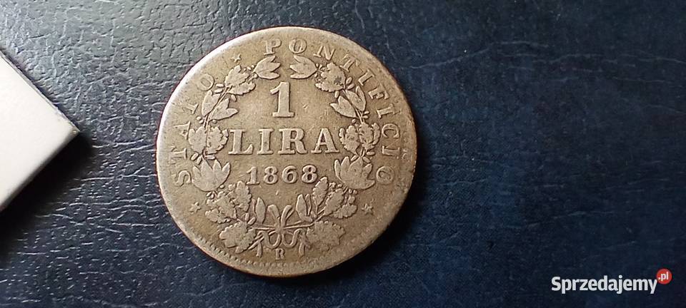 Stare monety 1 lir 1868 Włochy srebro Lesko
