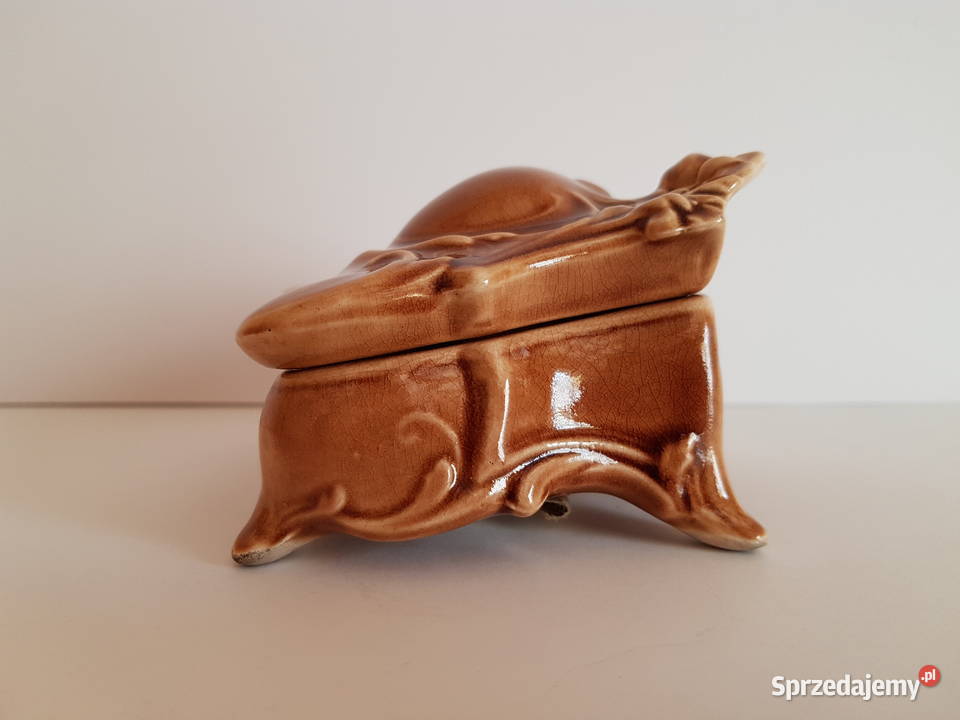 Sygnowane puzderko szkatułka z etykietą Ceramika Dąbrowa Górnicza