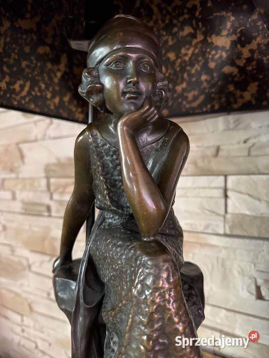 Przedwojenna lampa gabinetowa z brązu sygnowana Lampy Długopole-Zdrój sprzedam