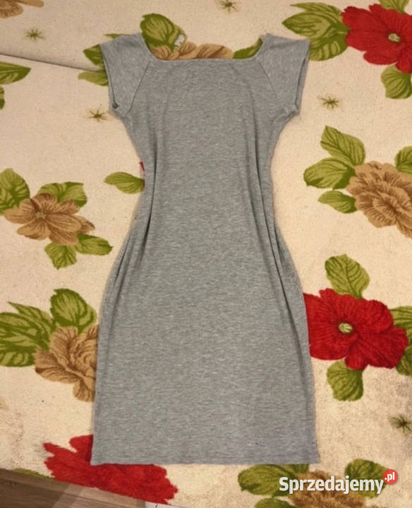 Szara swobodna mini sukienka na wiosnę lato szary/srebrny Spódnice i sukienki