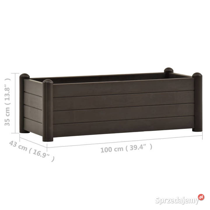 Podwyższona donica PP mokka 100x43x35 WM313976 mazowieckie