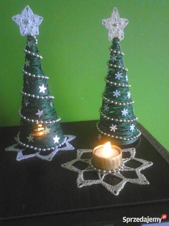 Szydełkowe choinkiświeczniki Syców