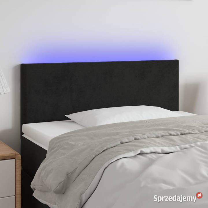 Zagłówek do łóżka z LED czarny 90x5x7888 aksamit Warszawa