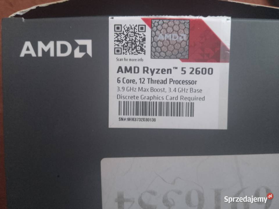 Procesor Ryzen Amd 2600 BOX 6 rdzeni 12 wątków Toruń sprzedam