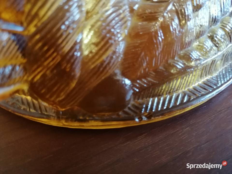 Kura szklana z Ząbkowic bursztynowa duża szkło Porcelana i szkło Borów