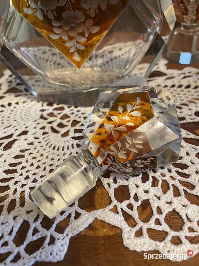 Karafka z kieliszkami z kryształu Jelenia Góra