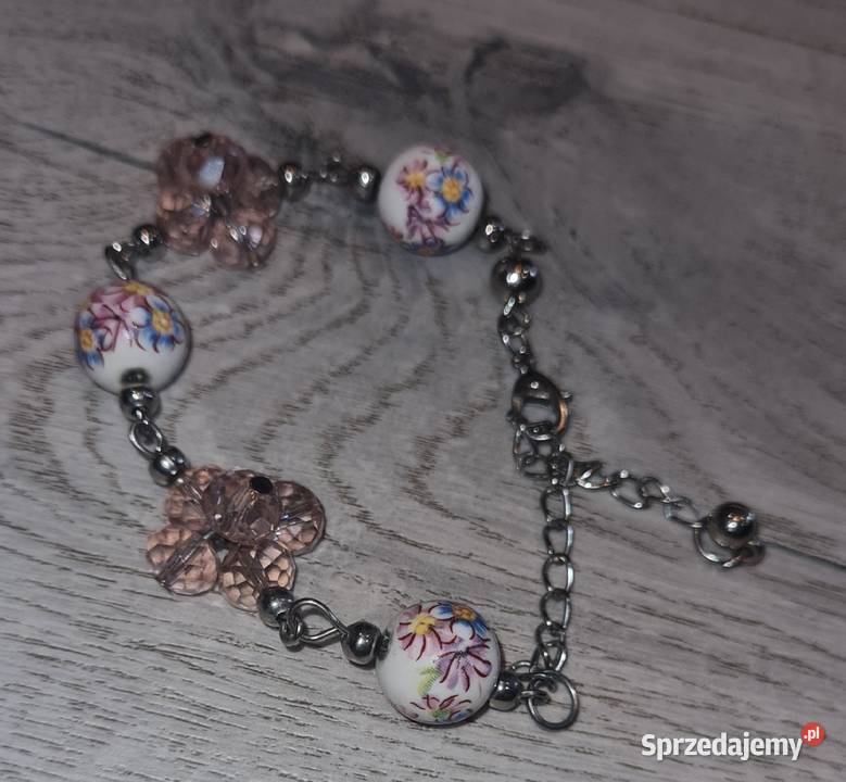 Bransoletka damska koraliki róż Łódź