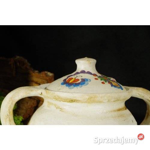 Ceramiczny pojemnik z pokrywką i uchwytami sprzedam