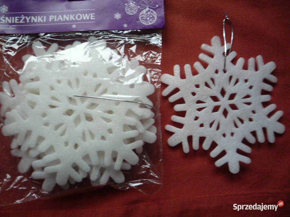 NOWE Gwiazdki śnieżynki piankowe na sznureczkach