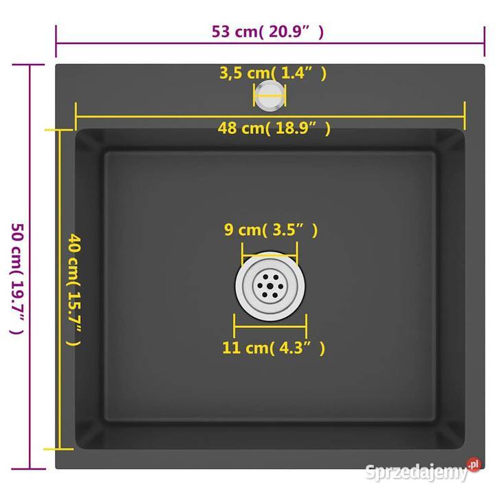 vidaXL Ręcznie robiony zlew kuchenny czarny stal Warszawa