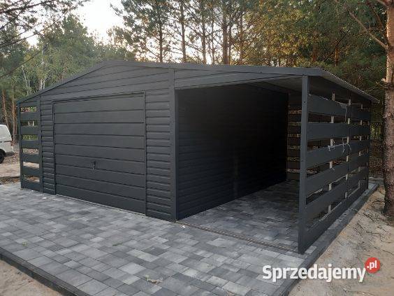 Garaż Blaszany Blaszak z wiatą 7x5m ciemny Płock