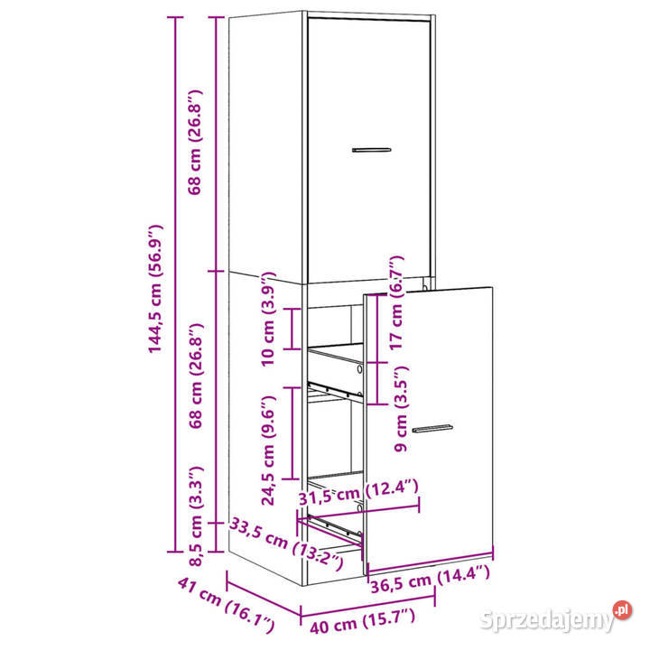 Szafka apteczna dąb sonoma 40x41x1445 WM3309638 Warszawa