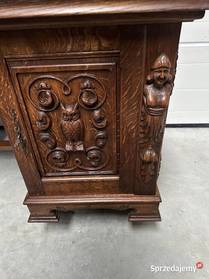 Piękny antyczny dębowy gabinet biblioteka Sławoszewek