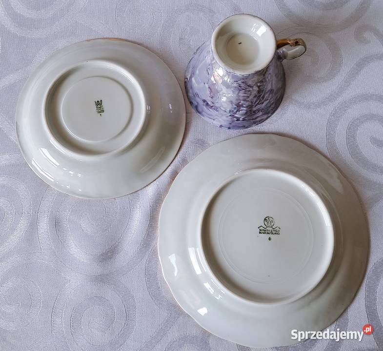 Filiżanka porcelanowa spodek talerzyk deserowy Strzelce Krajeńskie