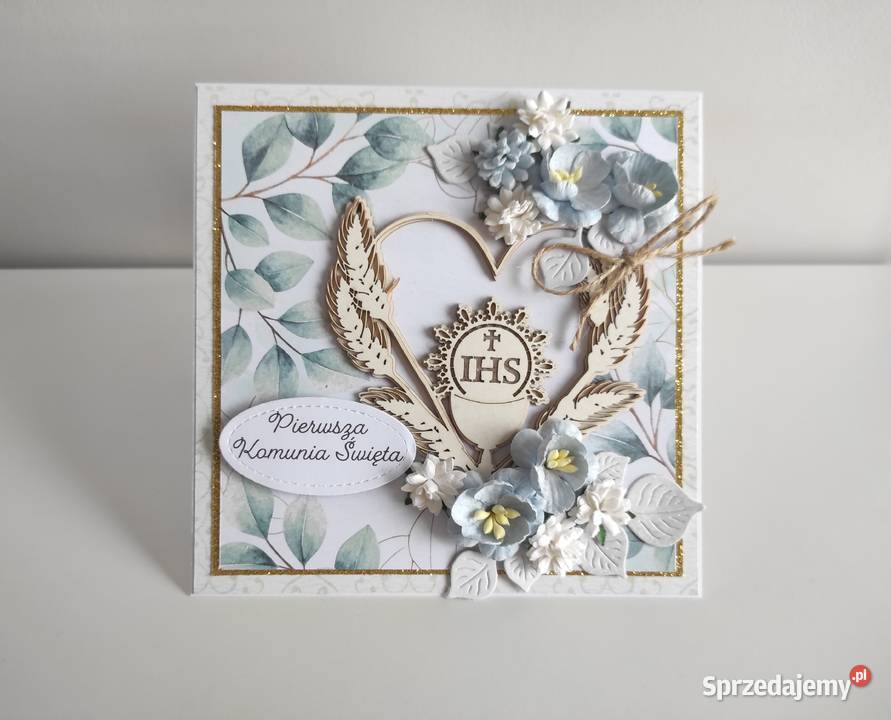 Kartka ręcznie robiona na Komunię Świętą w Łódź