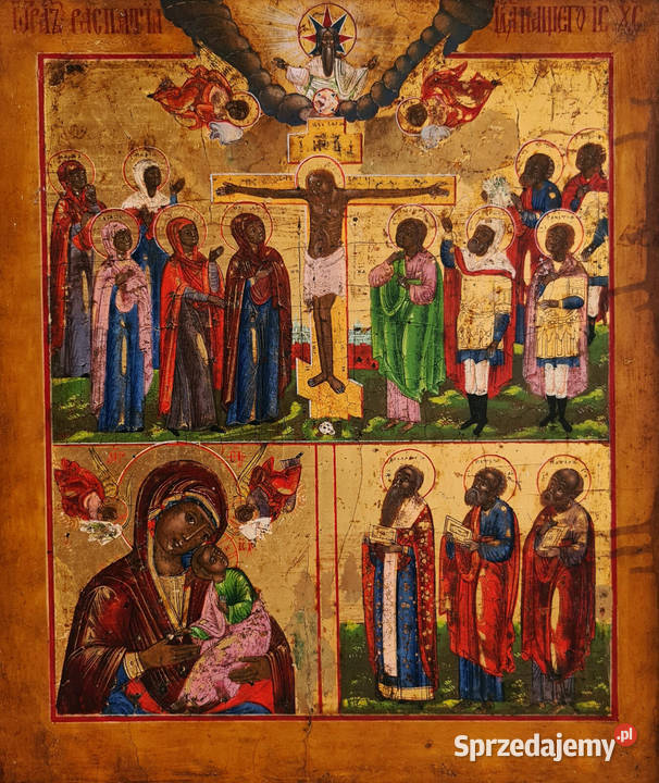 Ikona trzypolowa Jezus Chrystus Ukrzyżowany 0466