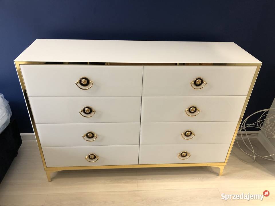 Komoda biała noga prosta zlota kołatka meduza 140cm wielkopolskie Kępno