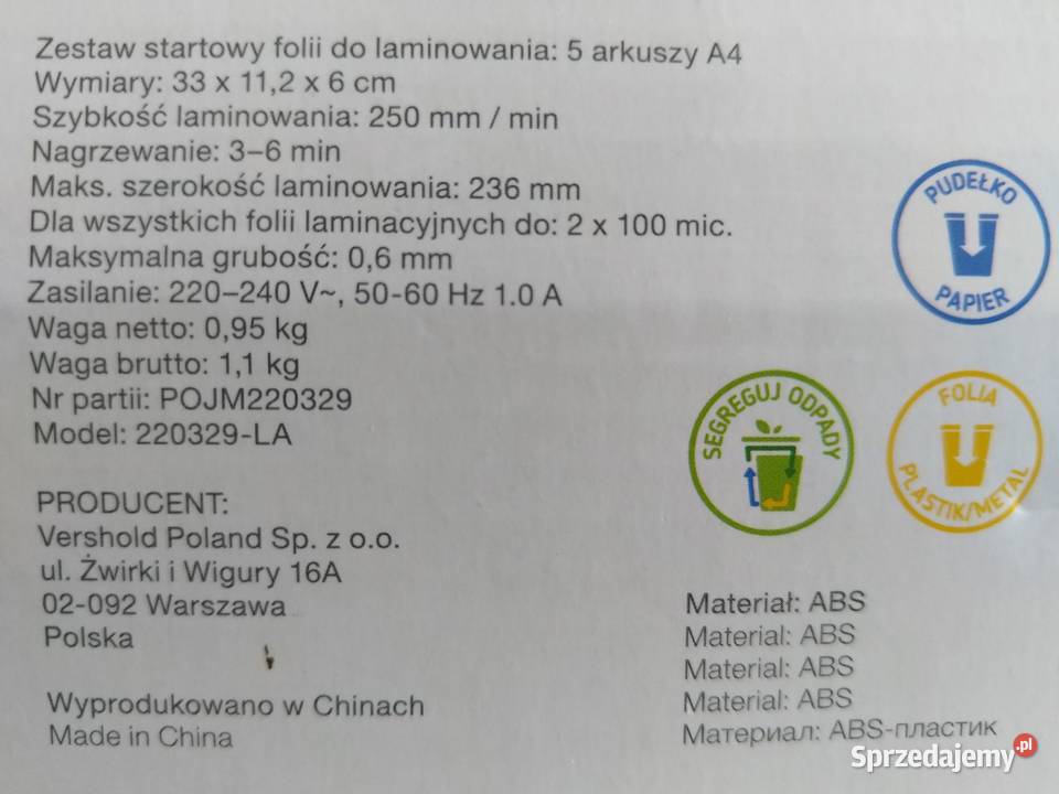 NAJTANIEJ Laminator Kartek Zdjęć Folia Do śląskie Zabrze sprzedam