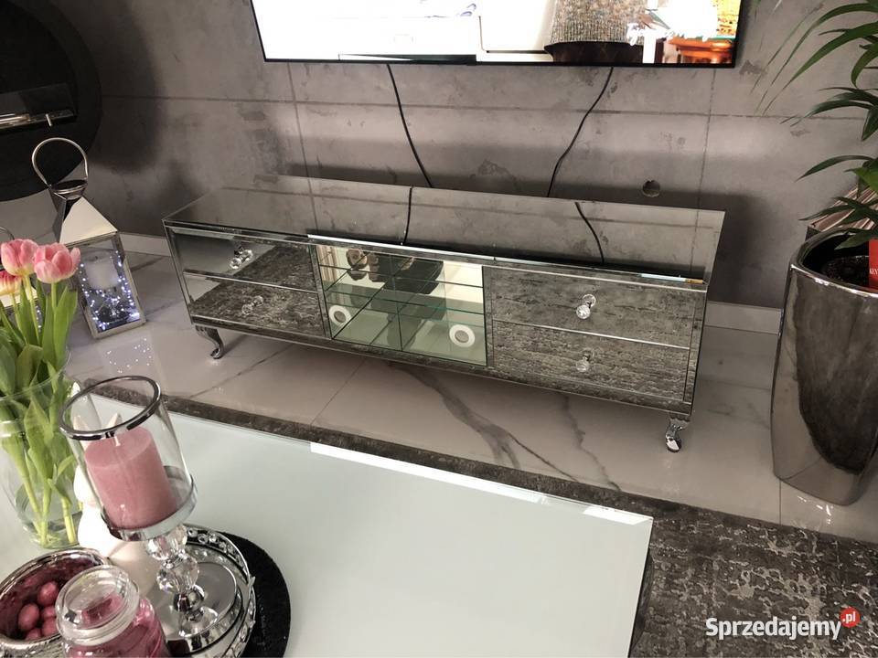 Komoda lustrzana RTV glamour z lustra noga