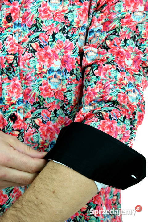 DANIEL BESSI Koszula Męska Fb044 Czerwona Kwiaty wielkopolskie Ostrów Wielkopolski