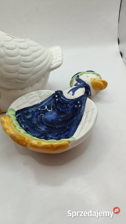 Figurki ceramiczne ptaki kaczki pojemnik i