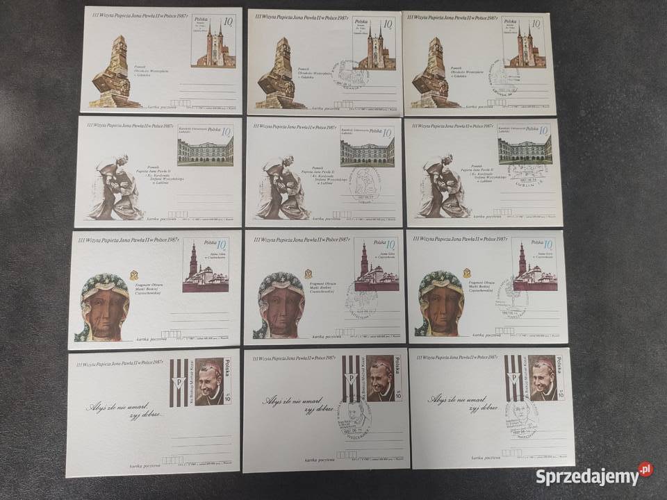 Kartki pocztowe Jan Paweł II III wizyta w Polsce Filatelistyka dolnośląskie sprzedam