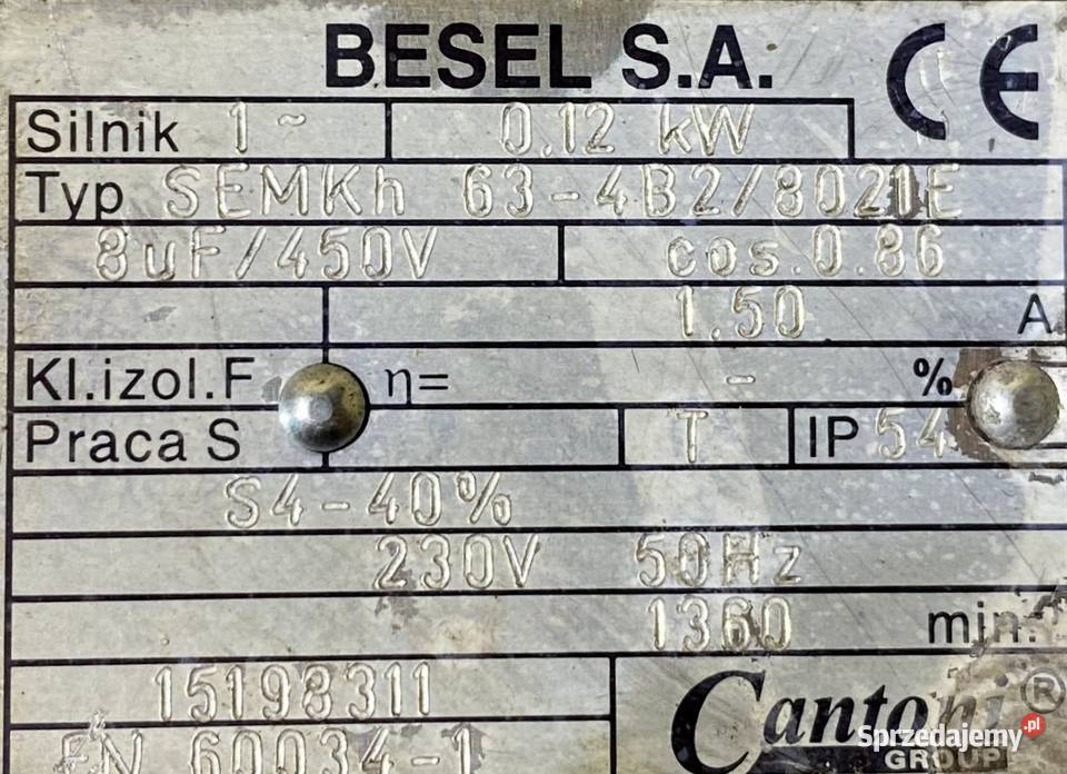 motoreduktor przekładnia 012kW 113obr 1fazowy