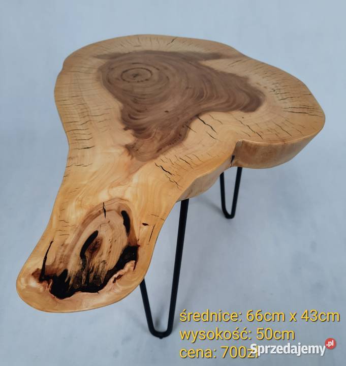 Stolik kawowy plaster drewna wiąz loft 60cm Długołęka