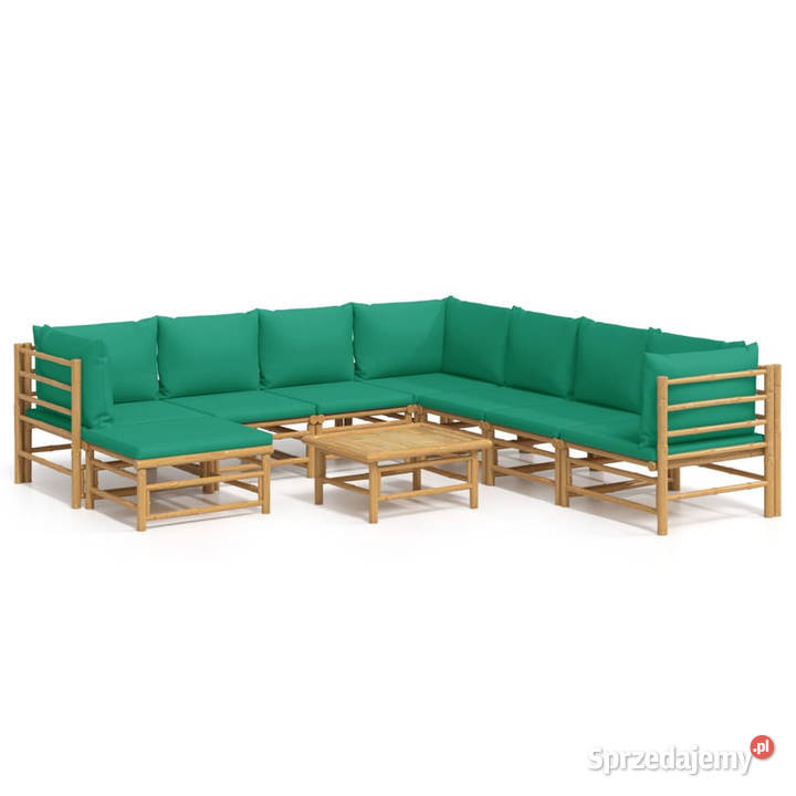 9cz zestaw mebli do ogrodu zielone poduszki