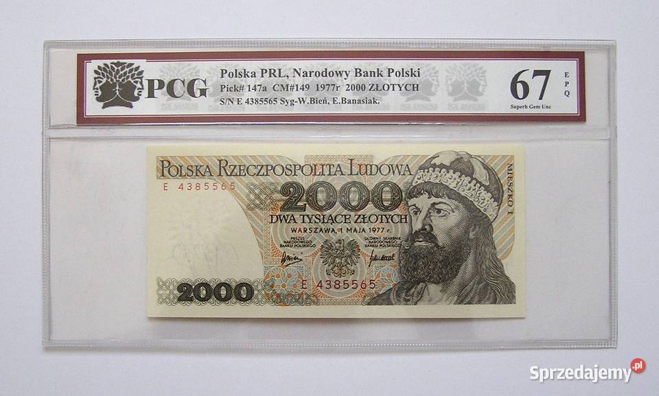 Polska 2000 1977 r PCG 67 EPQ NOTA Przepiękny Rydzyna