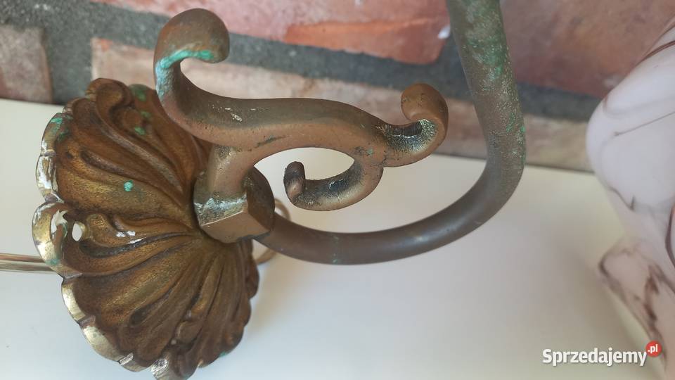 Kinkiet metalowy ścienny Art Deco ze szklanym Gawroniec sprzedam