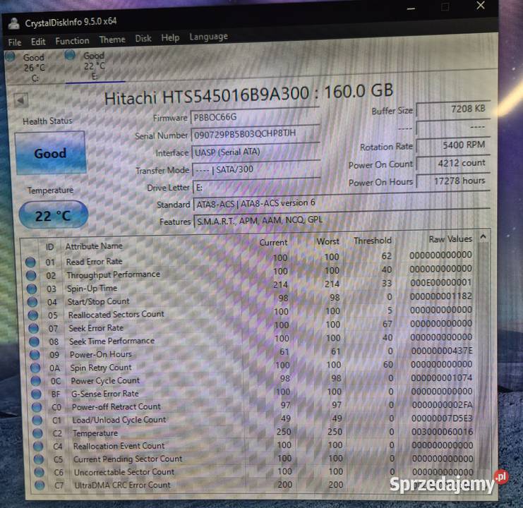 Dysk HDD 160gb Hitachi TS5SAA160 Ruda Śląska