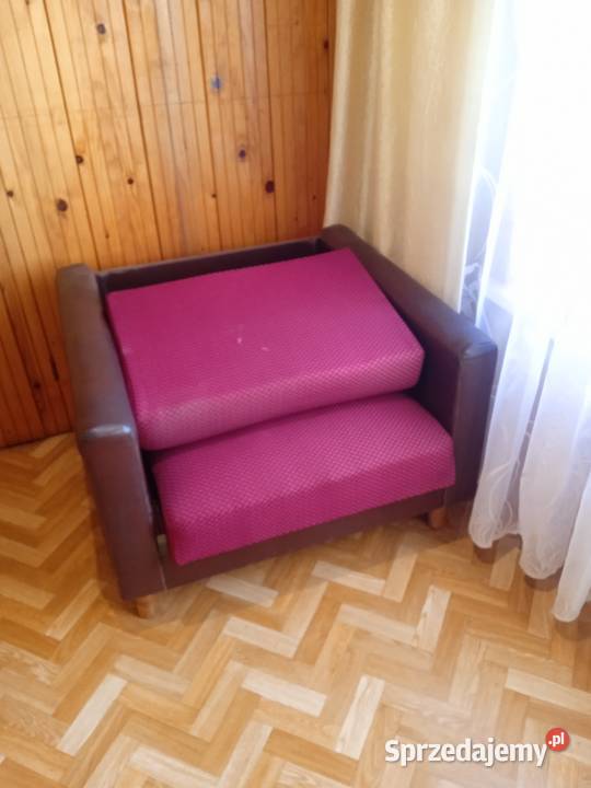 Fotel rozkładany styl PRL bordo vintage antyk Stąporków sprzedam