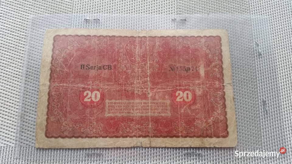 Banknot 20 Marek Polskich 1919 Mysłowice