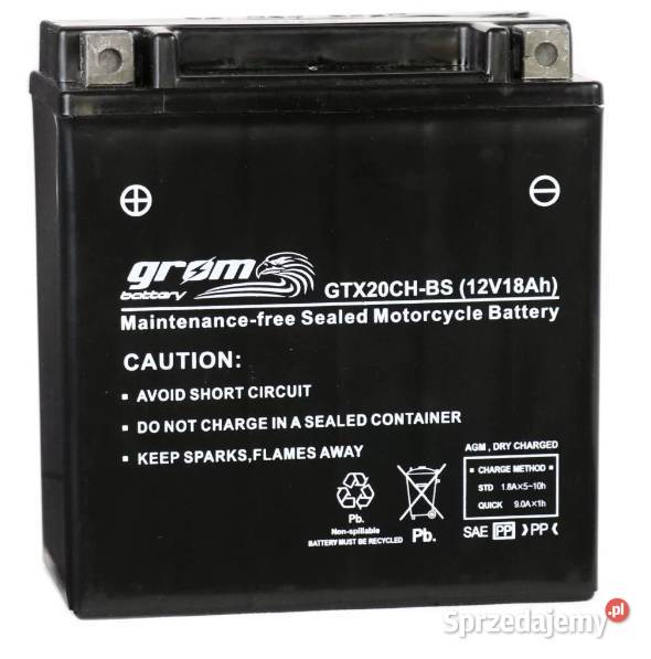 Akumulator motocyklowy GROM GTX20CHBS 12V 18Ah