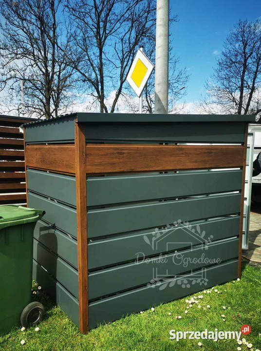 Wiata śmietnikowa spad tył 13x2m zielona drewno