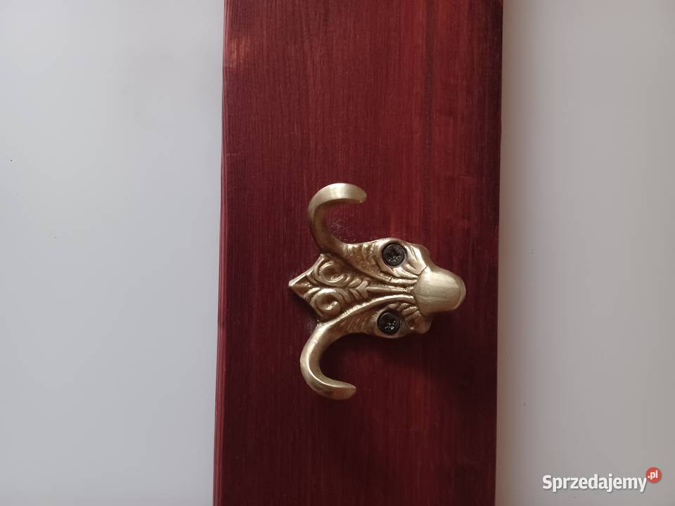 Mosiężne masywne piękne wieszaki na desce wielkopolskie Poznań sprzedam