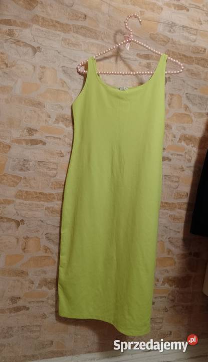 42XL ZARA Neonowa ołówkowa dzianinowa sukienka żółty/złoty Kraków