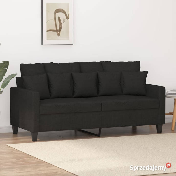 Sofa 2osobowa czarna 140 tapicerowana tkaniną Warszawa