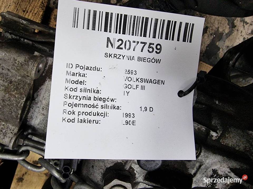 SKRZYNIA BIEGÓW VOLKSWAGEN GOLF III APY Pozostałe kujawsko-pomorskie