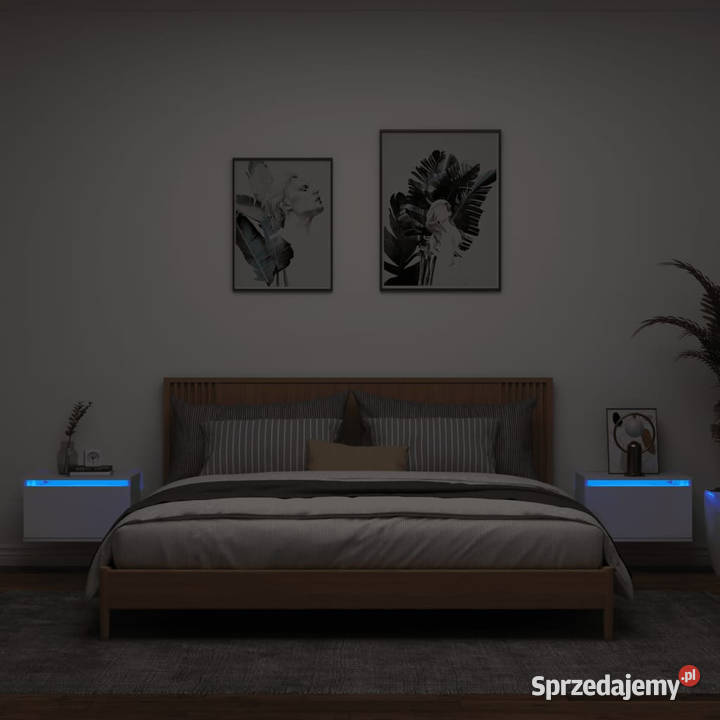 Wiszące szafki nocne z LED 2 białe WM836827 Warszawa