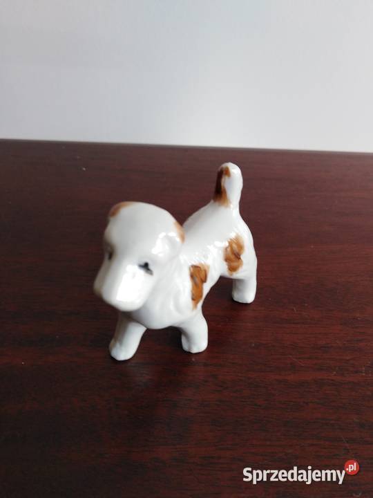 Porcelanowa figurka pieska ręcznie malowana podkarpackie