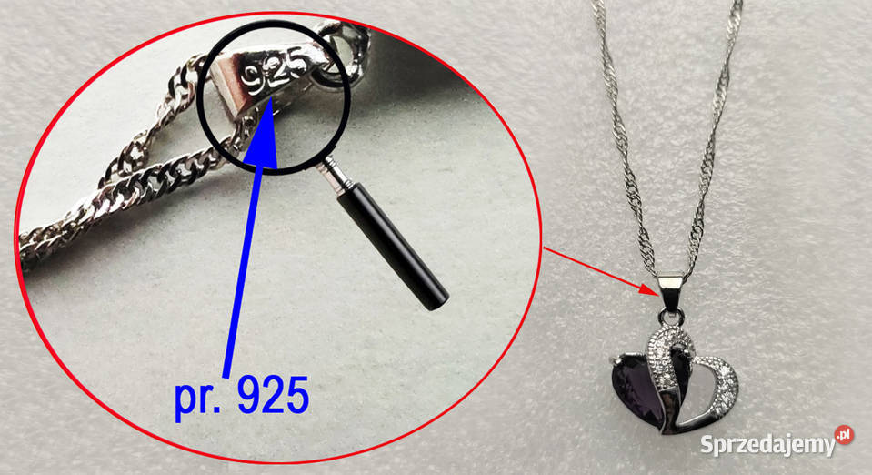 Łańcuszek Przywieszka Serce Czarne pr925 Zegarki i Biżuteria łódzkie Łódź