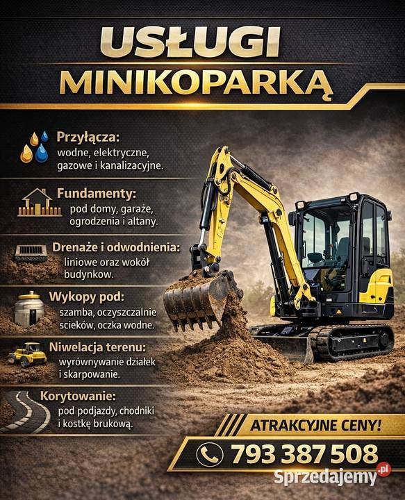 Usługi minikoparka Legnica i usługi budowlane
