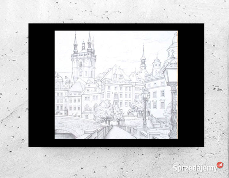 miasto plakat A4 biało czarny plakat z domami czarny sprzedam