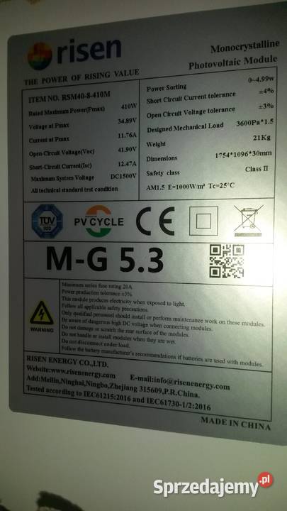 panele fotowoltaiczne RISEN 410W 300 sztuka wielkopolskie