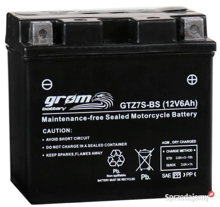Akumulator motocyklowy 12V 6Ah 120A GROM GTZ7SBS Motoryzacja Kościerzyna