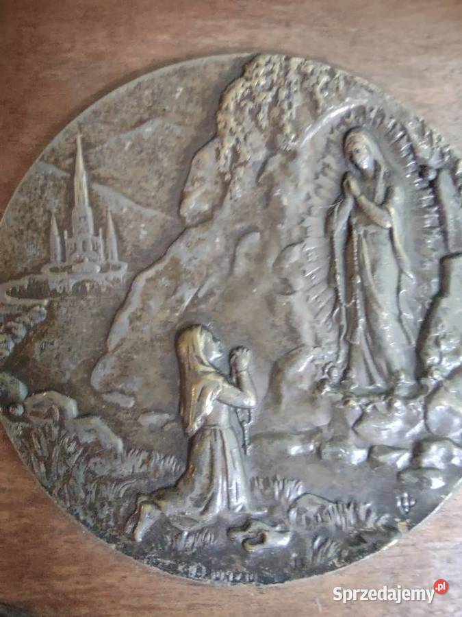Pamiątka z Lourdes mosiądz Gniezno